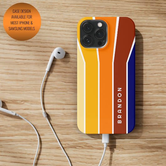 Aangepaste donkerblauwe, felle rode, oranje, witte Case-Mate iPhone case
