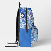 Aangepaste, donkerblauwe, Floral Paisley Art Bedrukte Rugzak (Links)