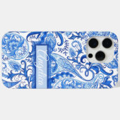 Aangepaste, donkerblauwe, Floral Paisley Art Case-Mate iPhone Case (Achterkant (horizontaal))
