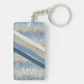 Aangepaste donkerblauwe grijze tapes met bruine re sleutelhanger (achterkant)