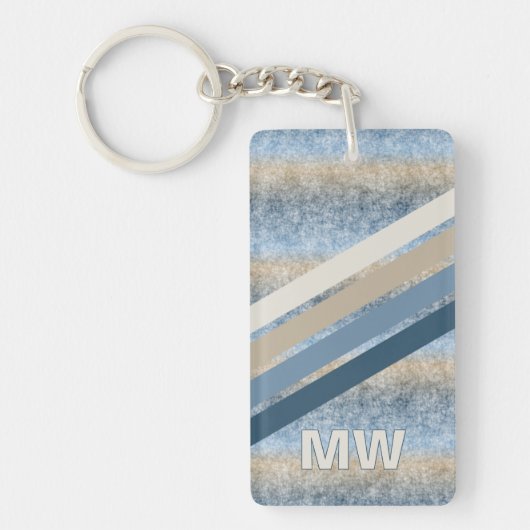 Aangepaste donkerblauwe grijze tapes met bruine re sleutelhanger (Voorkant)