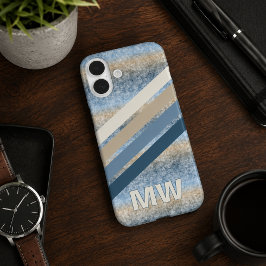 Aangepaste donkerblauwe grijze taupe bruine beige iPhone 16 plus hoesje