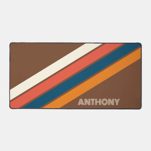 Aangepaste donkerblauwe koraal rode strepen kunst bureaumat (Voorkant)