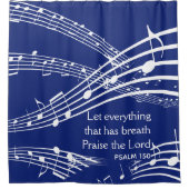 Aangepaste donkerblauwe Muzieknoten Christelijk Douchegordijn (Voorkant)