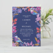 Aangepaste donkerblauwe Paarse Natuur Vogelbloem b Kaart (Staand voorkant)