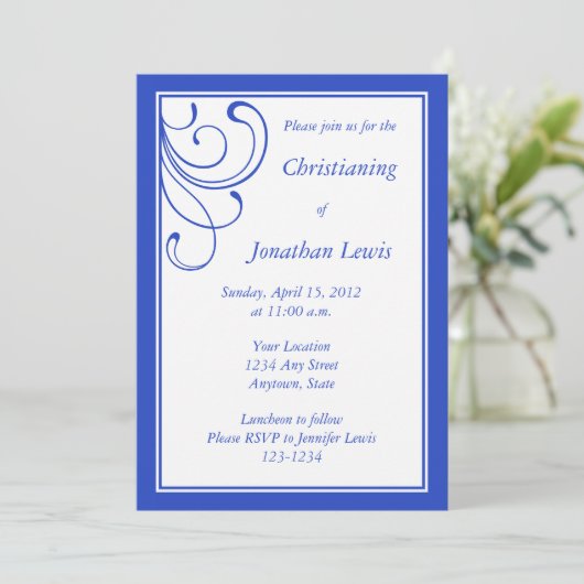 Aangepaste donkerblauwe uitnodigingen en aankondig (Staand voorkant)