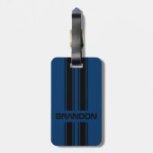 Aangepaste donkerblauwe zwarte paarse sport Stripe Bagagelabel (Achterkant verticaal)