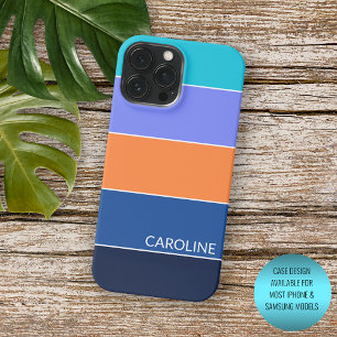 Aangepaste donkere blauwe turquoise Oranje Violet  iPhone 15 Pro Max Hoesje