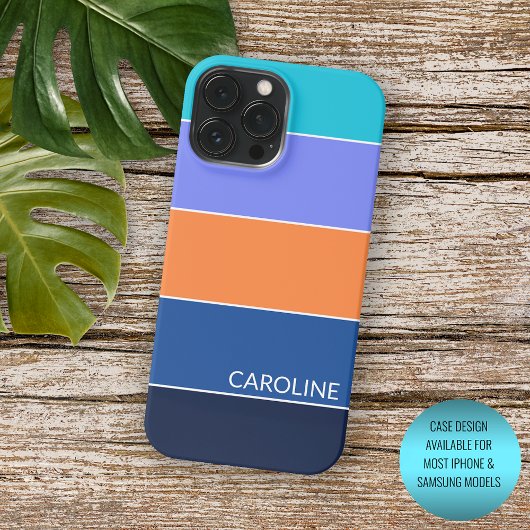 Aangepaste donkere blauwe turquoise Oranje Violet  iPhone Hoesje