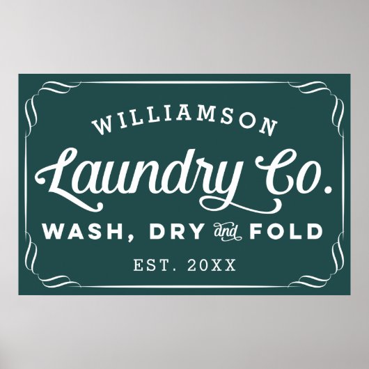 Aangepaste, donkere Blauwgroen wasdroog wasgoed vo Poster (Voorkant)