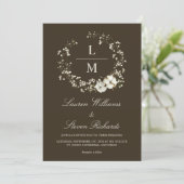 Aangepaste Donkere Chocolade Bruine Witte Bloemen  Kaart (Staand voorkant)