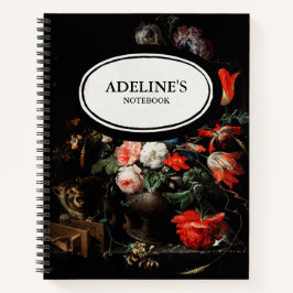 Aangepaste, donkere Floral notebook Notitieboek