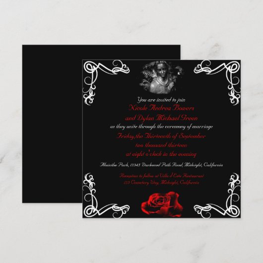 Aangepaste donkere Gothic bruiloft-uitnodigingen Kaart (Voorkant / Achterkant)