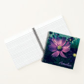 Aangepaste donkere paarse bloemen notitieboek (Binnen)