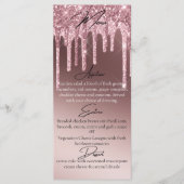 Aangepaste donkere roosgouden glittersluier elegan menu (Voorkant)