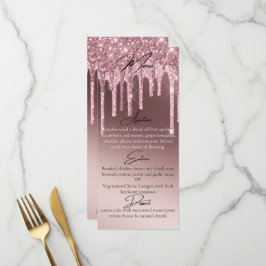 Aangepaste donkere roosgouden glittersluier elegan menu