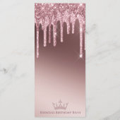 Aangepaste donkere roosgouden glittersprinkel eleg menu (Achterkant)