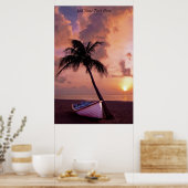 Aangepaste donkere strandzonsondergang poster (Keuken)