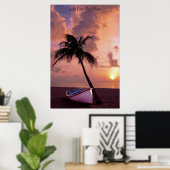 Aangepaste donkere strandzonsondergang poster (Thuiskantoor)