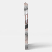 Aangepaste donkergrijze beige bruine strepen iPhone hoesje (Linkerkant)