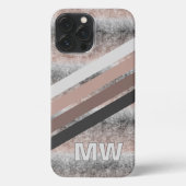 Aangepaste donkergrijze beige bruine strepen iPhone hoesje (Achterkant)