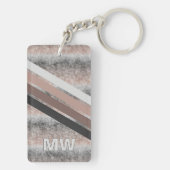 Aangepaste donkergrijze beige bruine strepen sleutelhanger (achterkant)
