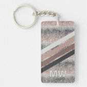 Aangepaste donkergrijze beige bruine strepen sleutelhanger (Voorkant)