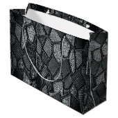 Aangepaste donkergrijze mozaïekglazen grote tas large cadeautasje (Achterkant Gekanteld)