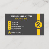 Aangepaste donkergrijze zwart gele bouwvakker visitekaartje (Achterkant)