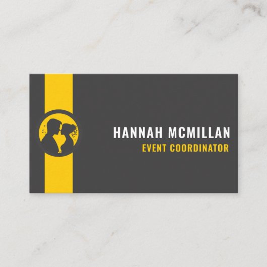 Aangepaste donkergrijze zwarte gele evenementenpla visitekaartje (Voorkant)