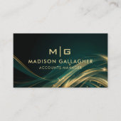 Aangepaste Donkergroen Zwart Goud Glitter Professi Visitekaartje (Voorkant)