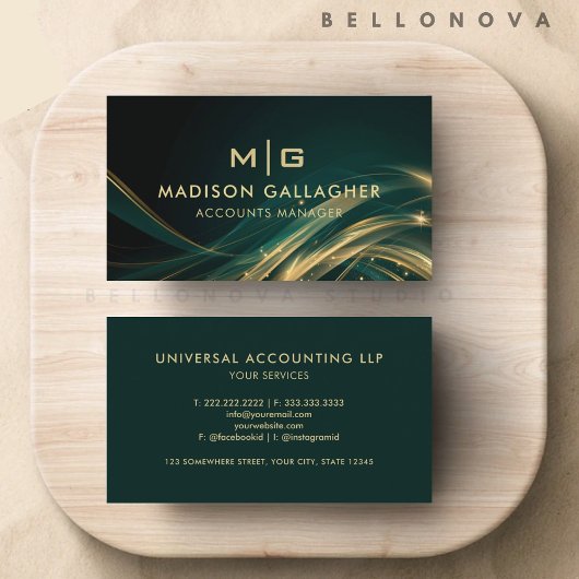 Aangepaste Donkergroen Zwart Goud Glitter Professi Visitekaartje