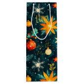 Aangepaste Donkergroene en Gouden Feestelijke Tas Wijn Cadeautas (Achterkant)