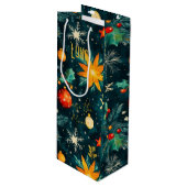 Aangepaste Donkergroene en Gouden Feestelijke Tas Wijn Cadeautas (Voorkant Gekanteld)