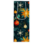 Aangepaste Donkergroene en Gouden Feestelijke Tas Wijn Cadeautas (Voorkant)