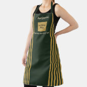 Aangepaste donkergroene en gouden streep schort (Insitu)