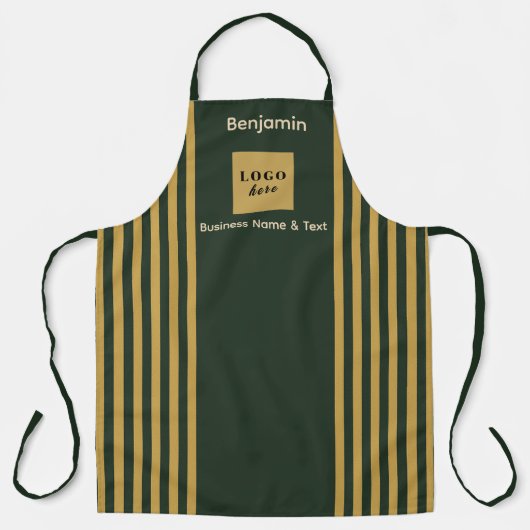 Aangepaste donkergroene en gouden streep schort (Voorkant)