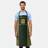 Aangepaste donkergroene en gouden streep schort (Gedragen)