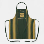 Aangepaste donkergroene en gouden streep schort (Voorkant)
