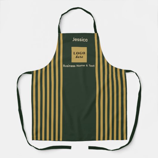 Aangepaste donkergroene en gouden streep schort (Voorkant)