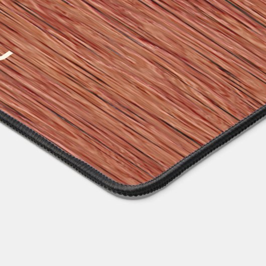 Aangepaste donkerrode bruine strepen kunst op nep bureaumat (Hoek)