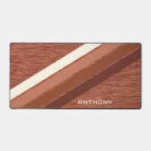 Aangepaste donkerrode bruine strepen kunst op nep  bureaumat (Voorkant)