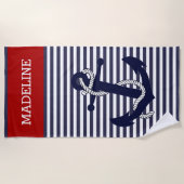 Aangepaste, donkerrode strepen met een donkerblauw strandlaken (Voorkant)