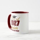 Aangepaste donkerrood goud Klas van 2027 Senior Mok (Voorkant links)