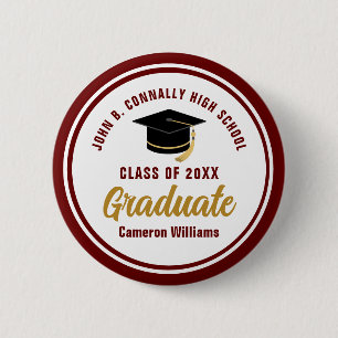 Aangepaste donkerrood gouden afstuderen 2026 diplo ronde button 5,7 cm