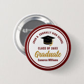 Aangepaste donkerrood gouden afstuderen 2026 diplo ronde button 5,7 cm (Voorkant /achterkant)