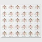 Aangepaste Doop Eerste Communie Bevestiging Bloemk Cadeaupapier (Vlak)