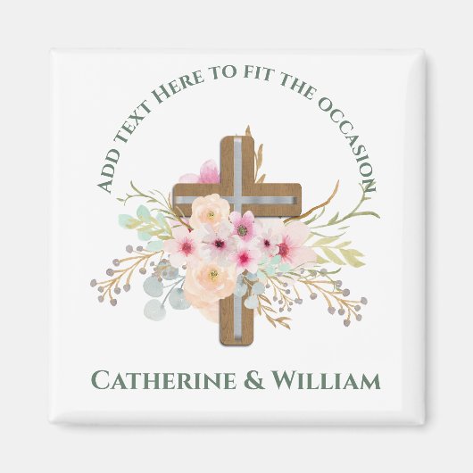 Aangepaste Doop Eerste Communie Bevestiging Bloemk Magneet (Voorkant)