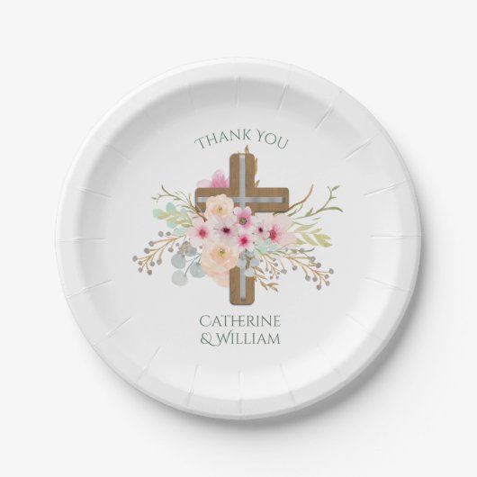 Aangepaste Doop Eerste Communie Bevestiging Bloemk Papieren Bordje (Voorkant)