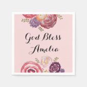 Aangepaste doop God zegene roze bloem Servet (Voorkant)